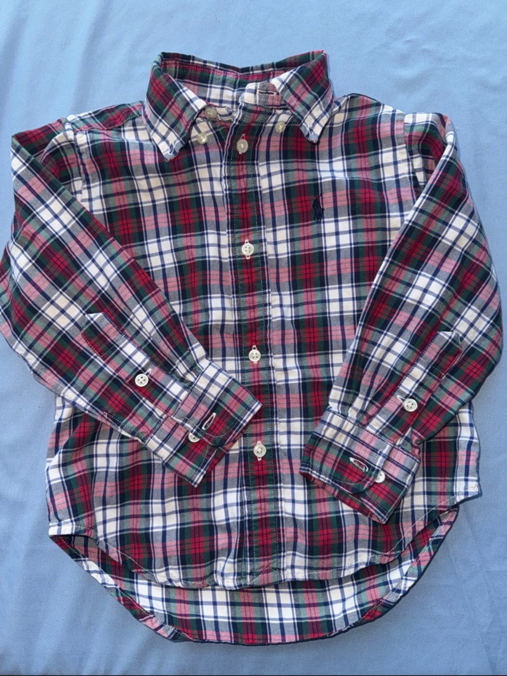 Ralph Lauren Boys Plaid Button-Down Shirt - Red, Green & White